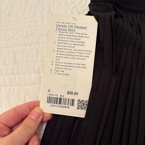 NWT Lululemon Varsity High-Rise Pleated Tennis Skirt black size 6 - Picture 7 of 9